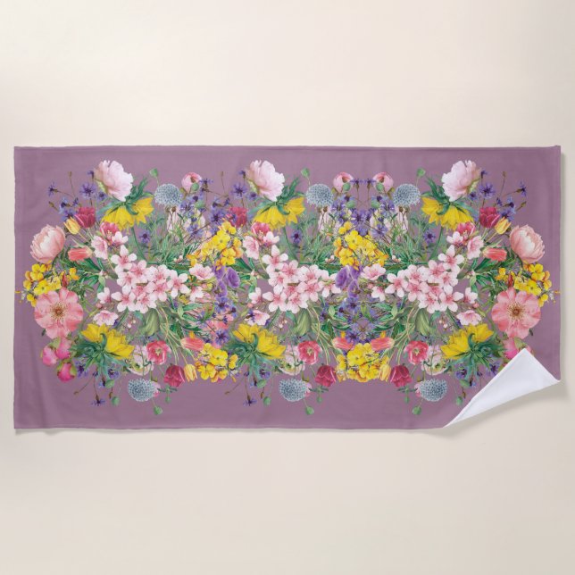 Toalha De Praia Wildflower Floral Impressão Soft Summer Towel (Frente)