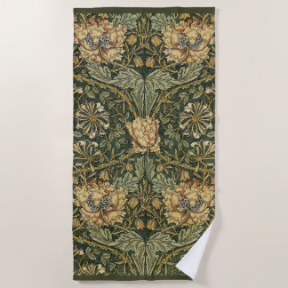 Toalha De Praia William Morris Honeysuckle Green Floral