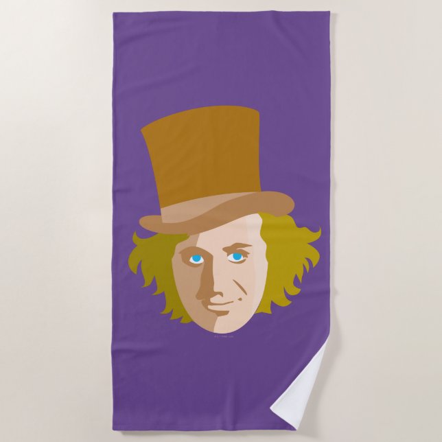 Toalha De Praia Willy Wonka Stenciled Face Graphic (Frente)
