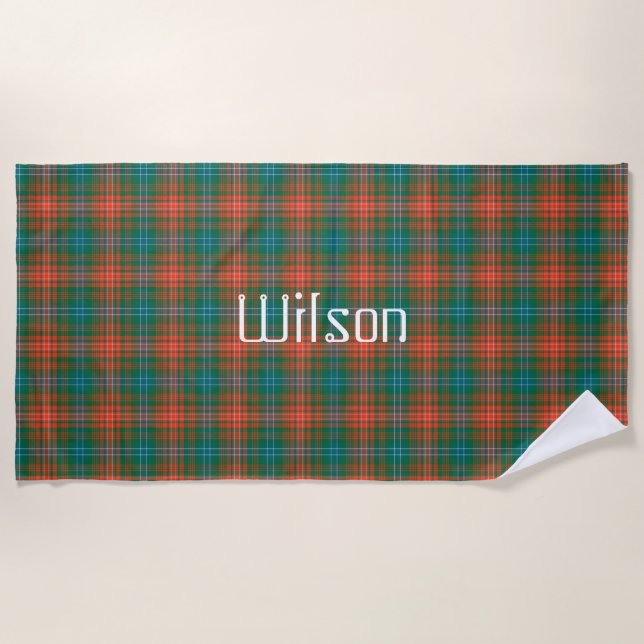 Toalha De Praia Wilson Clan Tartan Xadrez Beach Towel (Frente)
