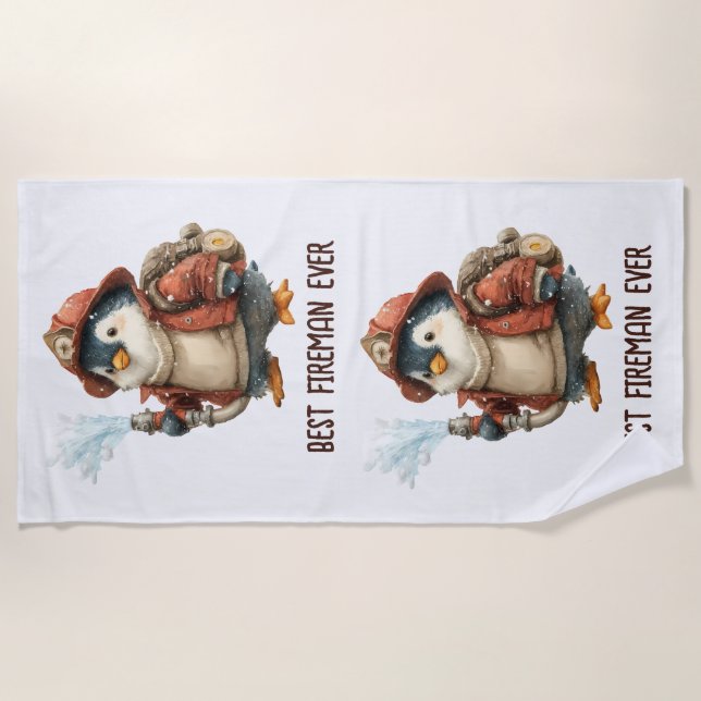 Toalha De Praia Winter Penguin Firefighter Ping Pong Paddle (Frente)