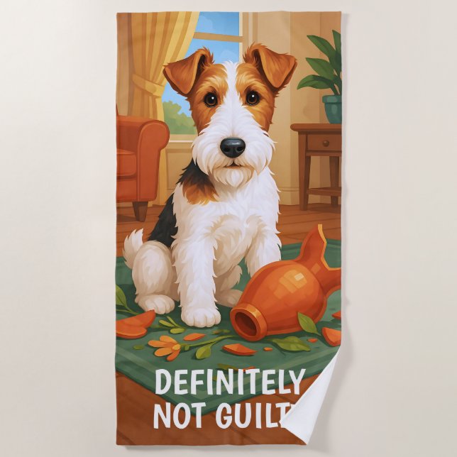 Toalha De Praia Wire Fox Terrier - Definitely Not Guilty (Frente)