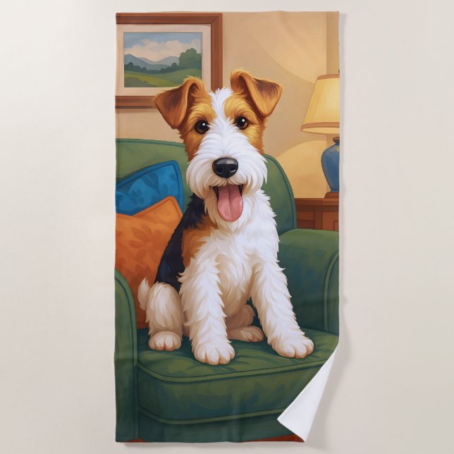 Toalha De Praia Wire Fox Terrier - This Seat's Taken (Frente)