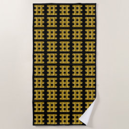 Toalha De Praia Wired Golden Cord Squared Pattern Gold On Black