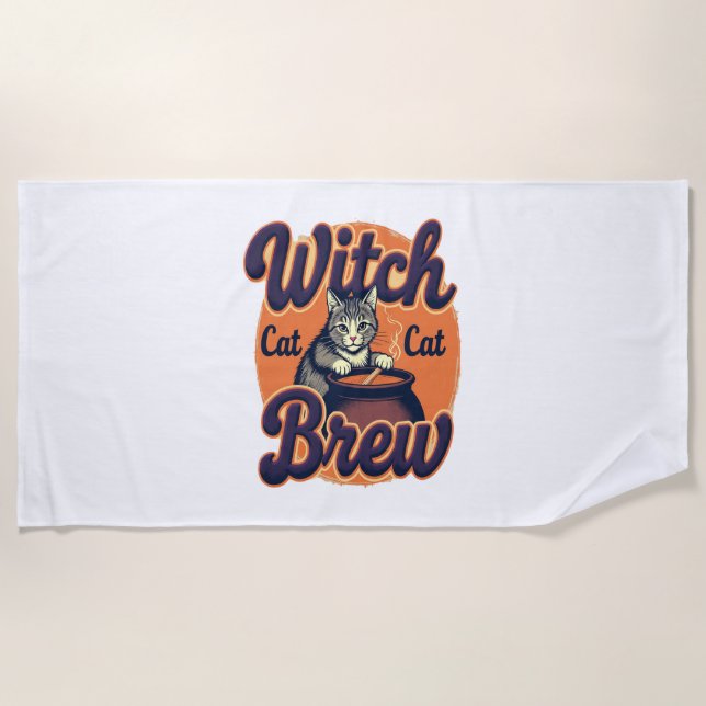Toalha De Praia Witch Cat Brew (Frente)