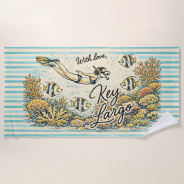 Toalha De Praia With Love Key Largo Vintage Snorkel Beach Towel