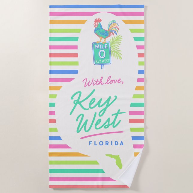 Toalha De Praia With Love Key West Towel (Frente)