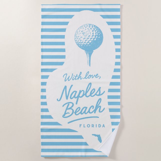 Toalha De Praia With Love Naples Beach Golf Tee Towel (Frente)
