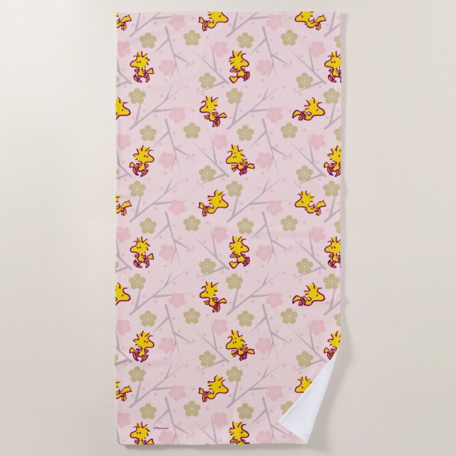 Toalha De Praia Woodstock Pink Cherry Blossom Pattern (Frente)