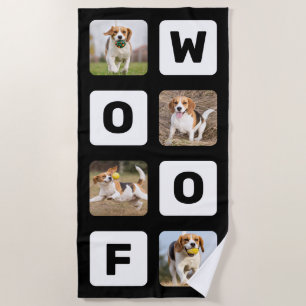Toalha De Praia Woof Personalised Photo Collage Pet Lover Dog