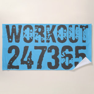 Toalha De Praia Worn out and scratched text Workout 247365 blue