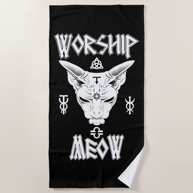 Toalha De Praia Worship Meow (Frente)