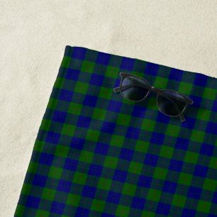 Toalha De Praia xadrez azul verde tartan Barclay