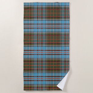 Toalha De Praia Xadrez Clan Anderson Tartan Light Blue Brown Check