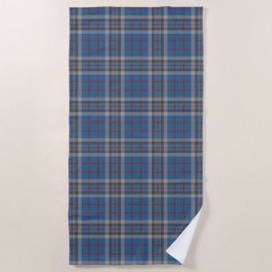 Toalha De Praia Xadrez Clan Thompson Cinza Blue Check Tartan