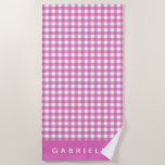 Toalha De Praia Xadrez de Gingham, rosa, com uma bela Vintagem, pe<br><div class="desc">Galeria Branca de Gingham, Xadrez Branca, Pinta, Cuja Frota Personalizada</div>