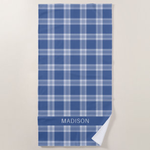 Toalha De Praia Xadrez de nome personalizado / Padrão de Tartan