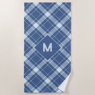 Toalha De Praia Xadrez Monograma Personalizada / Padrão Tartan