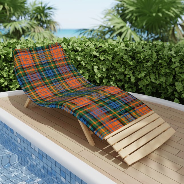 Toalha De Praia Xadrez Rustic Tartan Clan Murray Elegante (Rustic Plaid Murray Blue Orange Tartan Beach Towel)