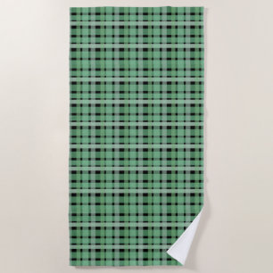 Toalha De Praia Xadrez Tartan Verde Listras Em Preto