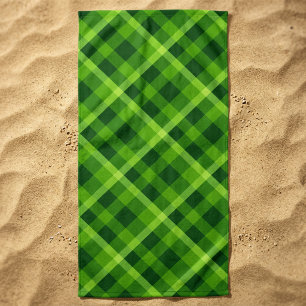 Toalha de Praia Xadrez Verde Árvore Bonita