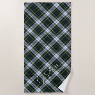 Toalha De Praia Xadrez Verde e Padrão Branco Gordon Tartan