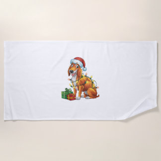 Toalha De Praia Xmas Lighting Santa Hat Scottish Deerhound Dog Chr