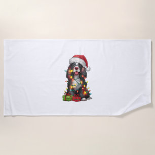 Toalha De Praia Xmas Lighting Santa Hat Welsh Springer Spaniel Dog