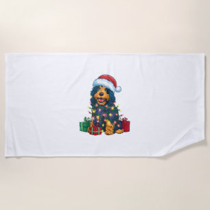 Toalha De Praia Xmas Lighting Santa Hate Cão de Água Português Chr