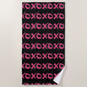 Toalha De Praia Xoxo abraça os beijos de mármore preto, rosa-gir