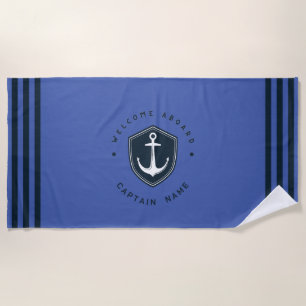 Toalha De Praia Yacht clube de ancoragem náutica azul Marinho com