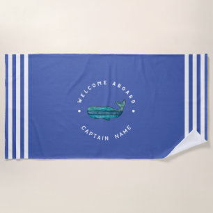 Toalha De Praia Yacht clube de ancoragem náutica Marinho azul à ve