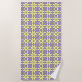 Toalha De Praia Yellow and purple geometric floral patterned