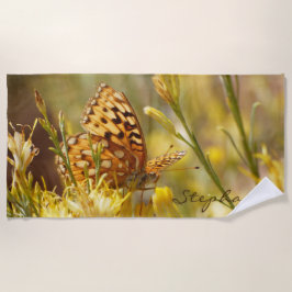 Toalha De Praia Yellow Butterfly Beach, Name,
