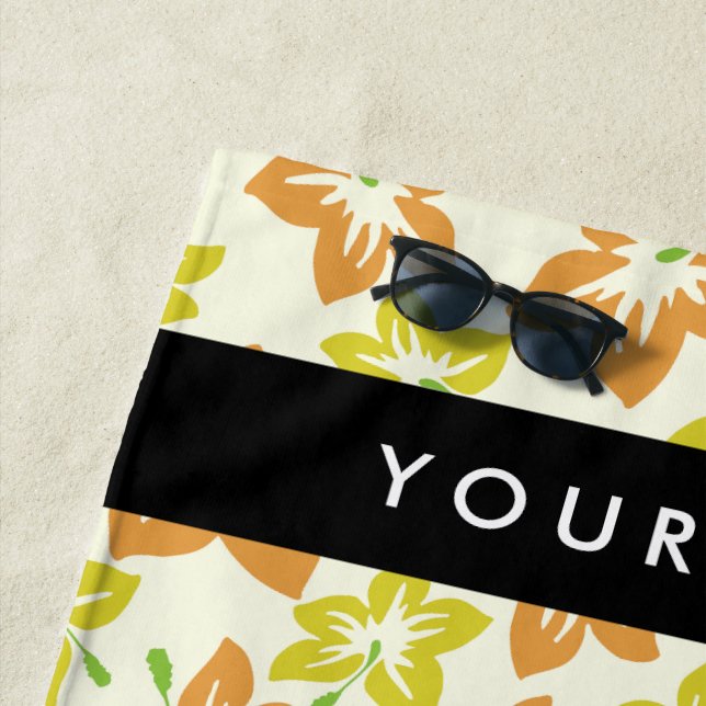 Toalha De Praia Yellow Hibiscus, Orange Hibiscus, Seu Nome (In Situ)