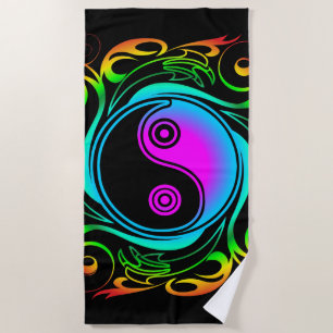 Toalha De Praia Yin Yang Psychedelic Rainbow Tattoo