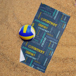 Toalha De Praia Your (Medium Length) Name is All Over This<br><div class="desc">Create a very extremely personalized beach towel. Your custom name appears all over this towel in a collage of different fonts and lettering styles. Lettering in teal, mint green, blue and yellow is set against a navy blue background. This style is ideally suited to medium length names of 5 to...</div>