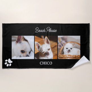 Toalha De Praia Your pet dog chihuahua custom photos collage name