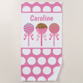 Toalha De Praia Yummy Pink Cake Pop Personalizadas Beach Towel