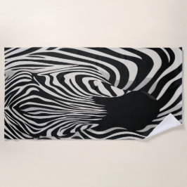 Toalha De Praia Zebra Close-Up Black and White Art