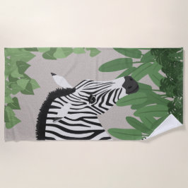 Toalha De Praia Zebra entre Folhas