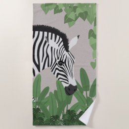 Toalha De Praia Zebra entre Folhas