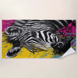 Toalha De Praia Zebra Graffiti Pop Art Portrait Illustration