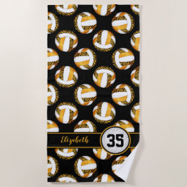 Toalha De Praia zebra listra ouro laranja esportistas voleibol