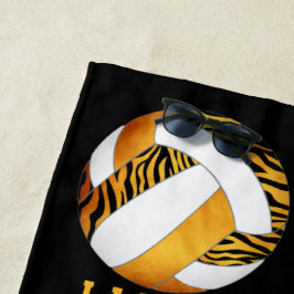 Toalha De Praia zebra listra ouro laranja voleibol personalizado