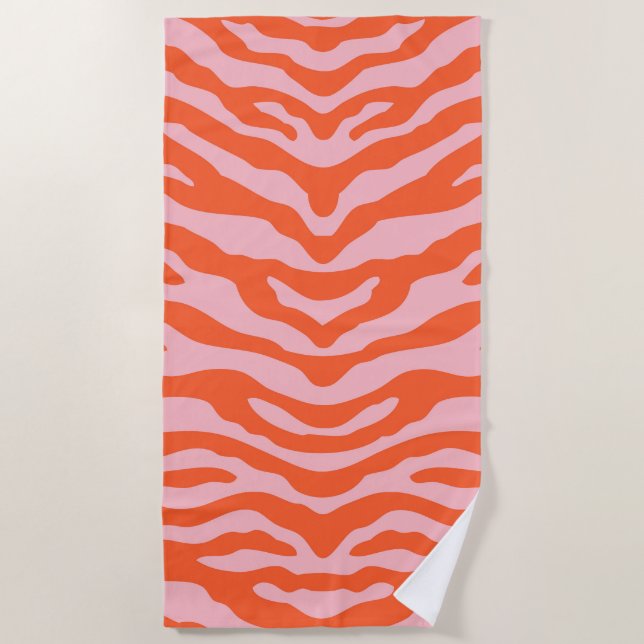 Toalha De Praia Zebra Print Orange e Pink (Frente)