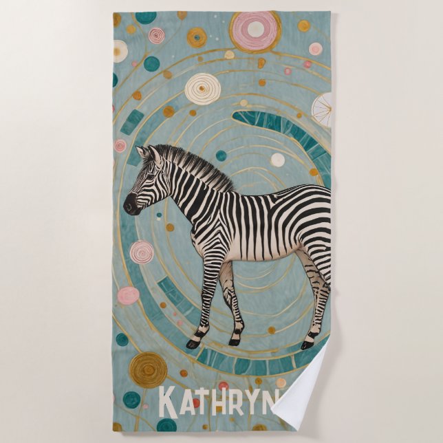 Toalha De Praia Zebra Whimsical Personalizada (Frente)