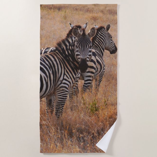 Toalha De Praia Zebras na Grama (Frente)