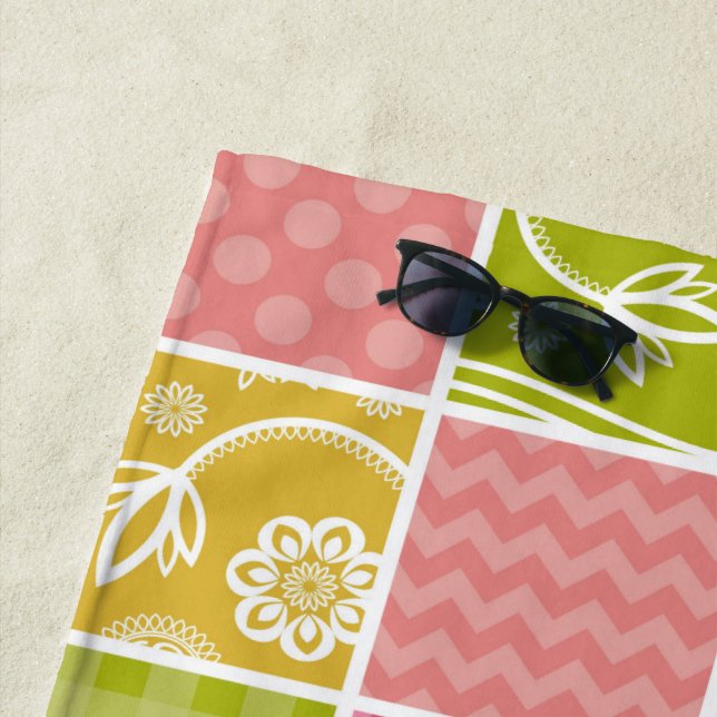 Toalha De Praia Zigzag, Chevron, Bolinhas, Gingham, Patchwork (In Situ)