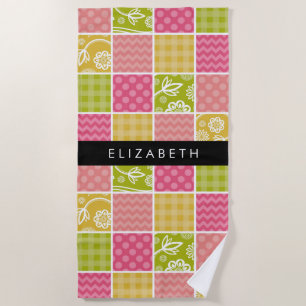 Toalha De Praia Zigzag, Chevron, Bolinhas, Gingham, Seu Nome
